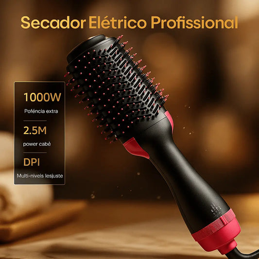 Escova alisadora e secadora de cabelo