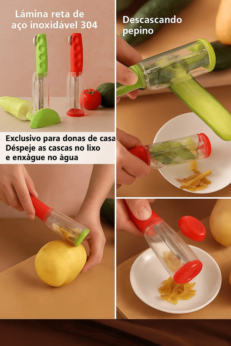 Descascador com recipiente