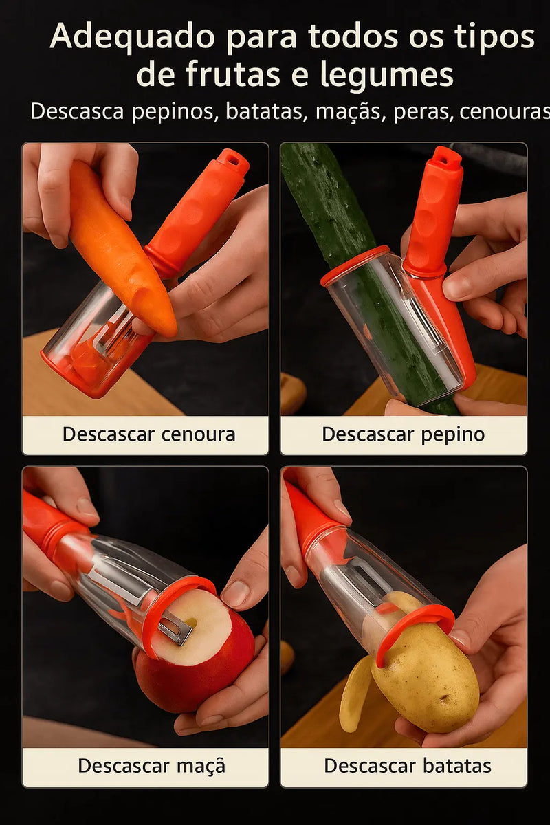 Descascador com recipiente