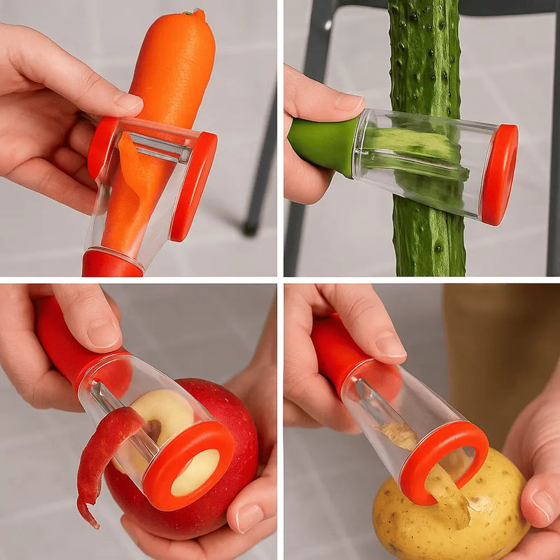 Descascador com recipiente