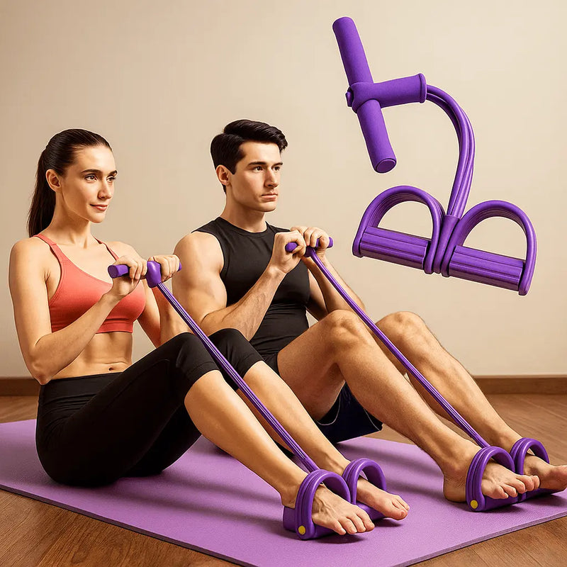 Pedal exercitador com 4 tubos de látex super elásticos