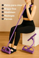 Pedal exercitador com 4 tubos de látex super elásticos