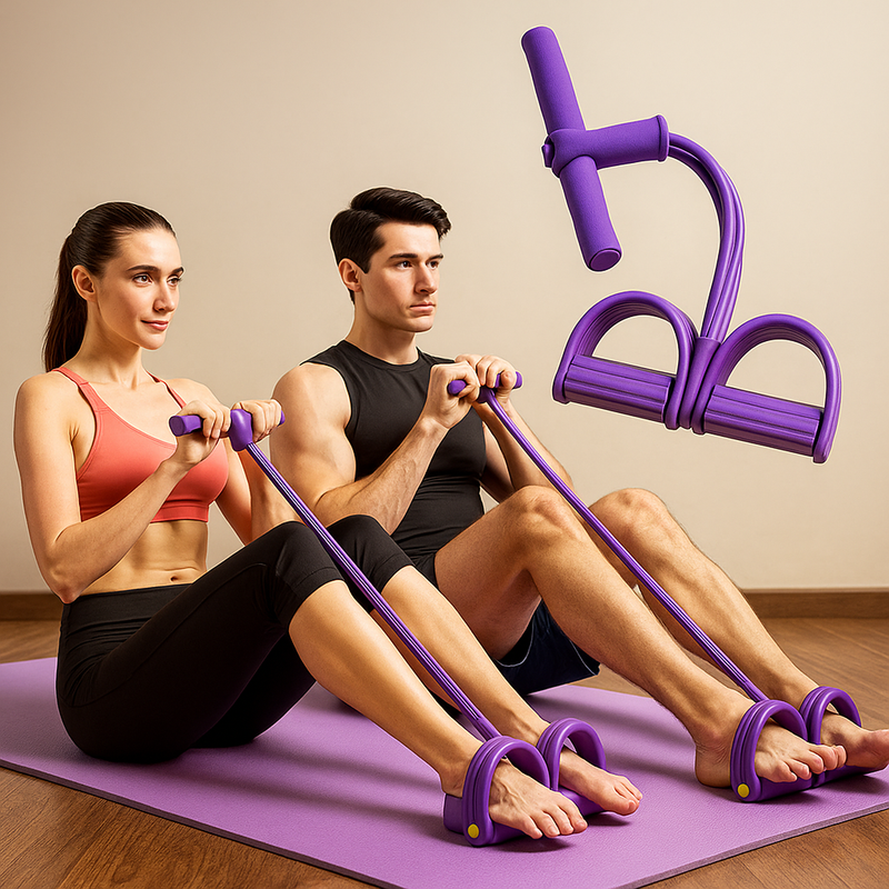 Pedal exercitador com 4 tubos de látex super elásticos